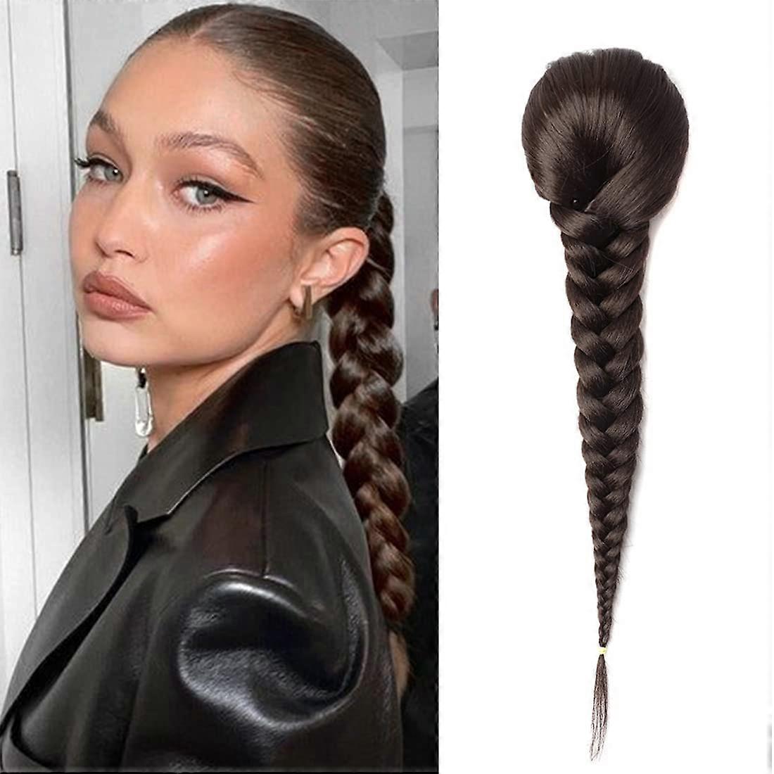 Ponytail Hair Extensions Synthetic Curly Fishbone Braid with Natural Texture and Secure Drawstring Fit