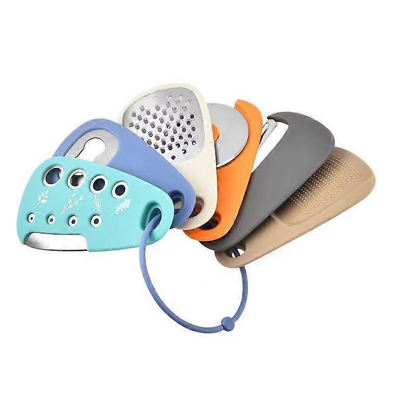 6 Piece Kitchen Gadget Set MultiFunction Tools with Grater Peeler Pizza Cutter Herb Stripper Opener