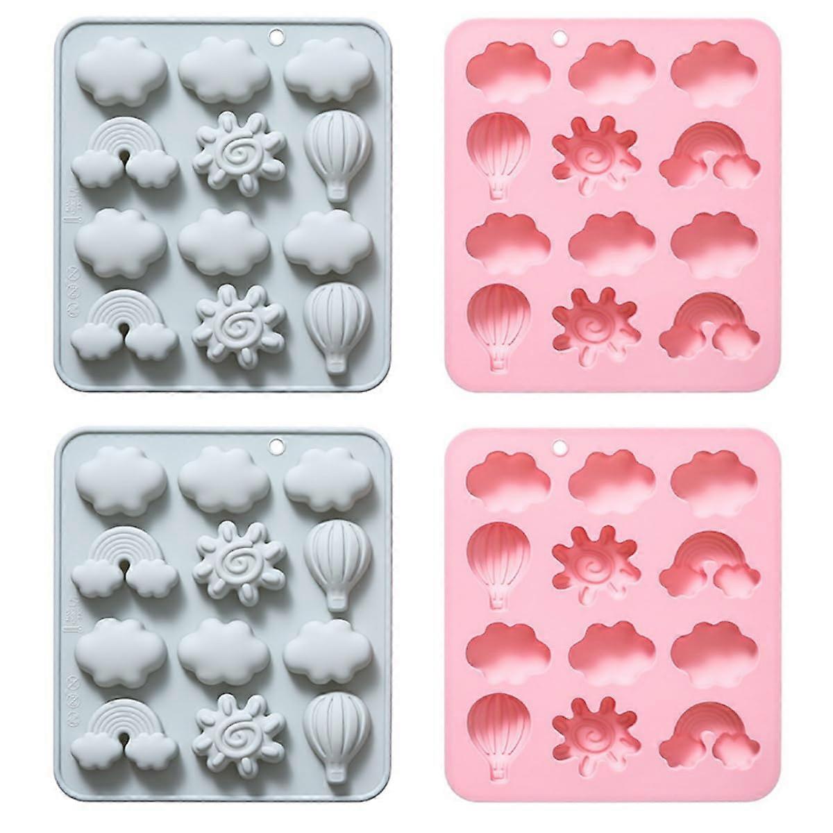 Cloud Shaped Silicone Cake Mold Set of 4 NonStick Baking Molds for Chocolate Pudding Blue