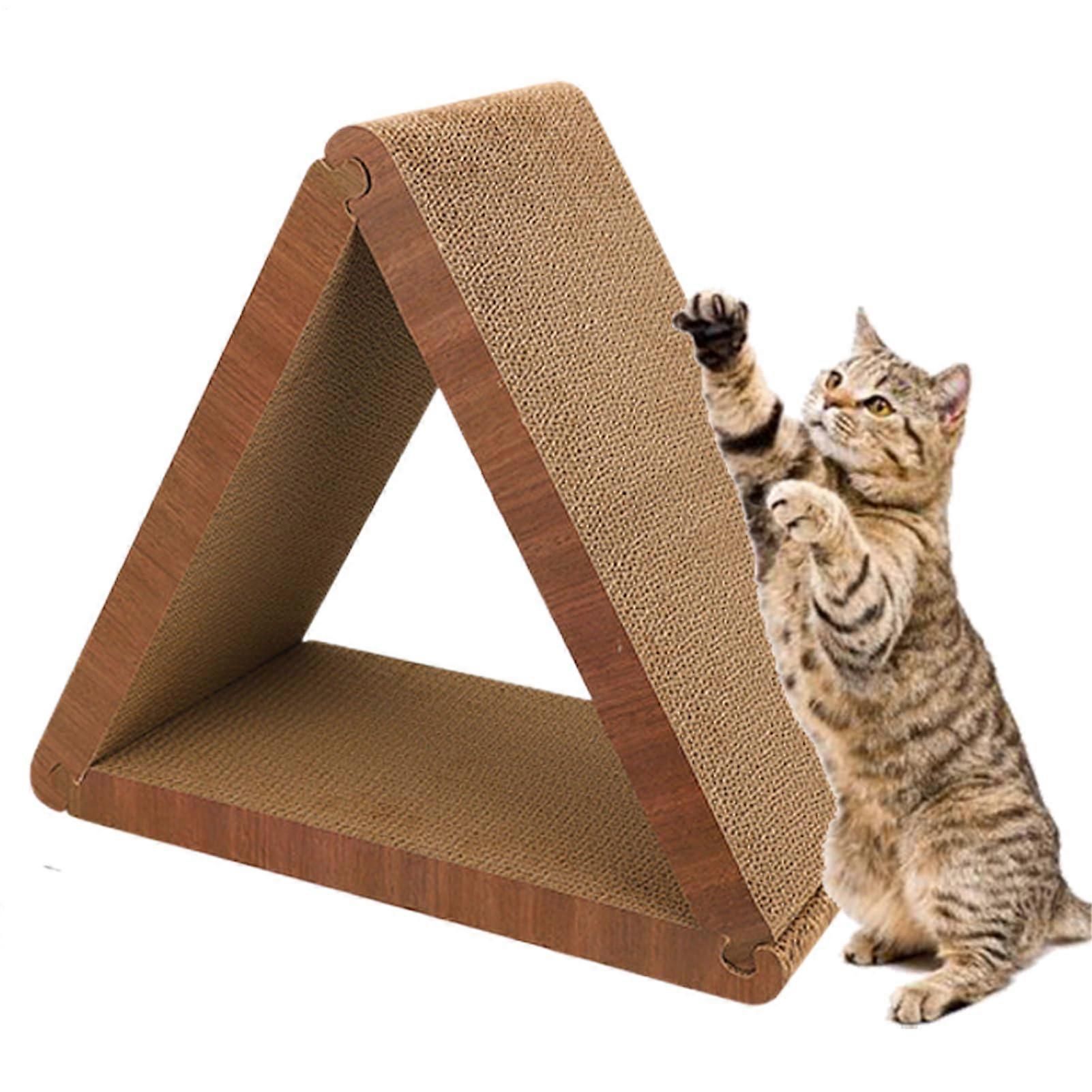 Cat Scratcher with Stable Triangular Design and Replaceable TearResistant Cardboard Panels