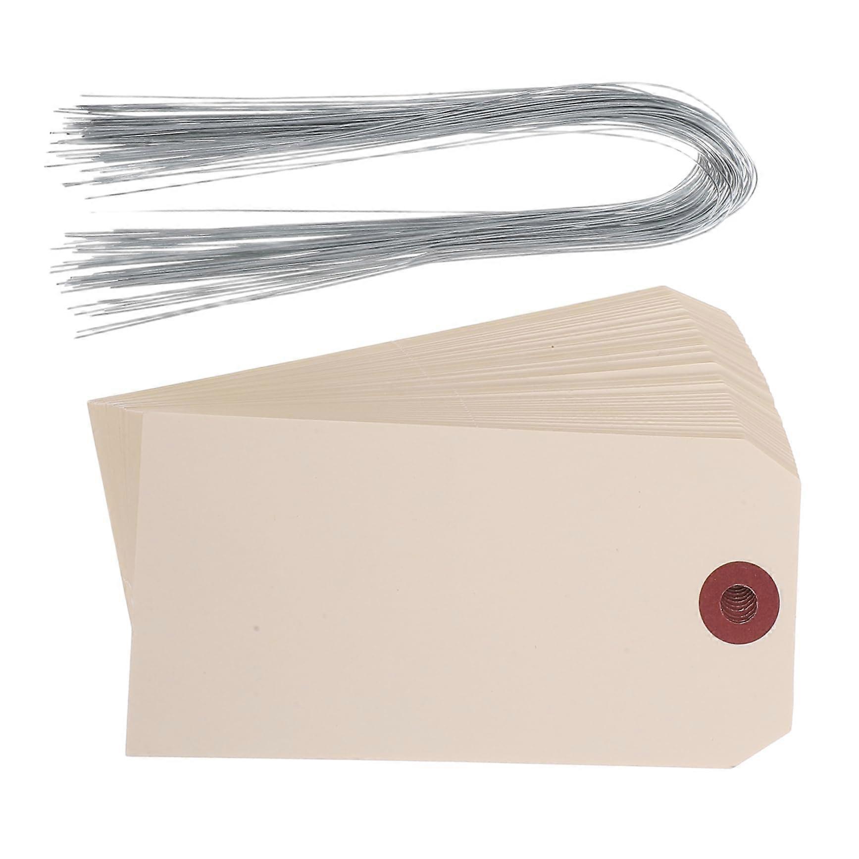 50pcs Manila  Tags with Secure Wire Fastening for Durable Package and Inventory Labeling
