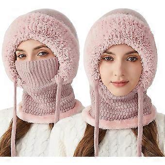 Gorro, bufanda y protector facial ING 3 en 1 para mujer - gorro rosa, circunferencia 55-60 cm