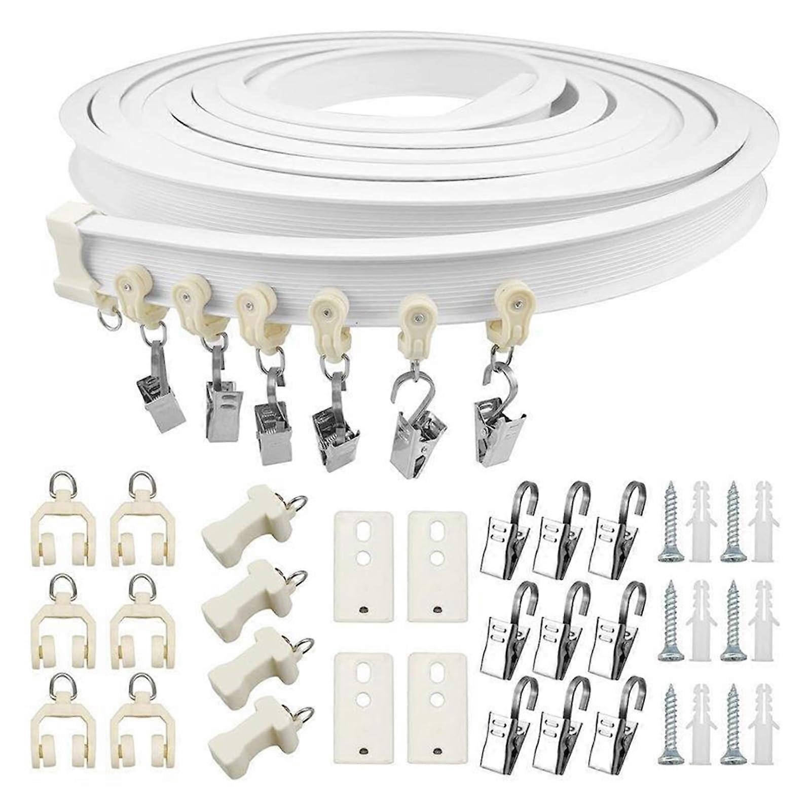 5m PVC Bendable Ceiling Curtain Track System with Smooth Glide and Complete Installation Kit