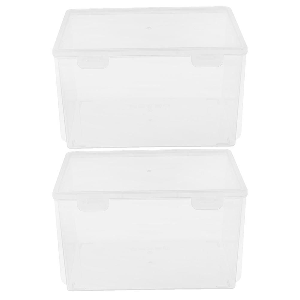 Kitchen Use Bread Storage Box Flip Cover 2Pcs Transparent Plastic