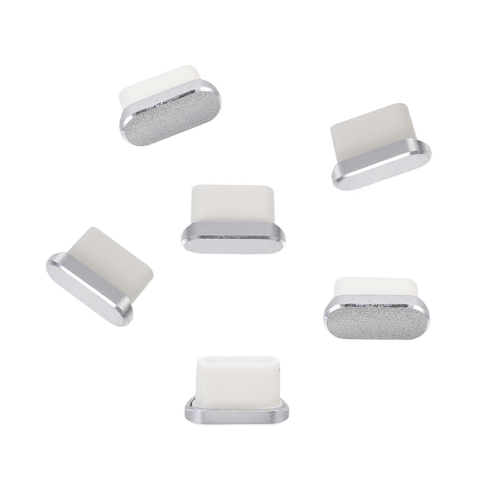 Type-C Stopper Silver Mobile Phone Port Protector 6Pcs Durable