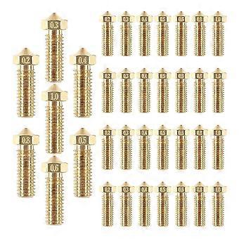 35 st mässingsmunstycken kit 0,2 mm 0,3 mm 0,4 mm 0,5 mm 0,6 mm 0,8 mm 1,0 mm 3D-skrivarmunstycken extra extruder