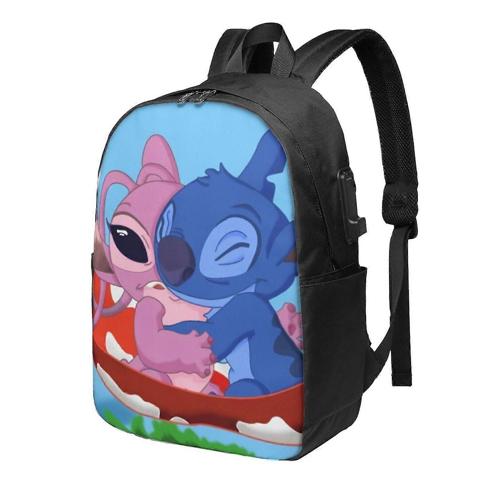 j6972 Lilo & Stitch Backpack With USB Charging Port, Travel Laptop Backpack, Water Resistant College School Computer Bag, Durable Daypack, Fit 16 Inch
