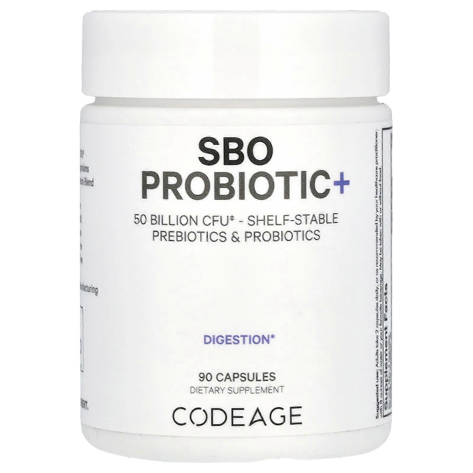 Codeage, Digestion, SBO Probiotic+, Shelf-Stable, 50 Billion CFU, 90 Capsules