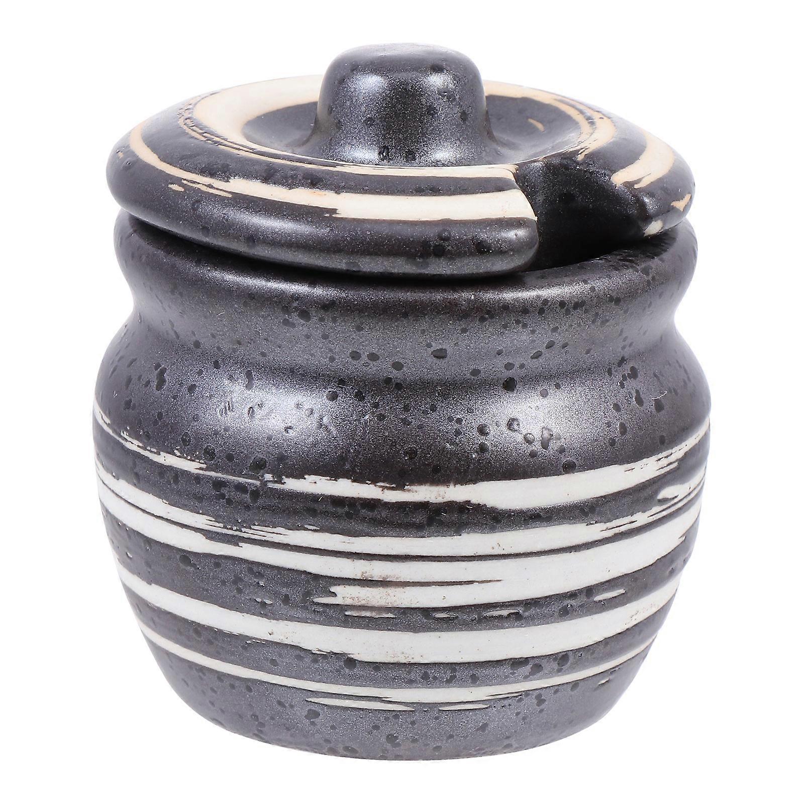 Black Ceramic Pot for Kitchen Use 1Pcs Storage