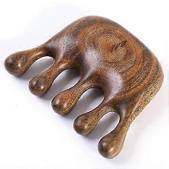 Wide-tooth Sandalwood Comb for Scalp Massage, Static-free Wooden Octopus Comb for Men and Women