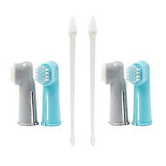 Toothbrush for Dog Two-Head Cleaning Tools 4Sets for Efficient Pet Dental Care