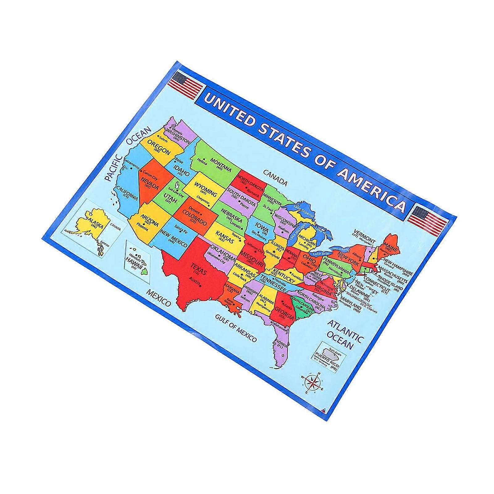 Geography Map Usa Map Poster for Classroom Learning 5Pcs Set