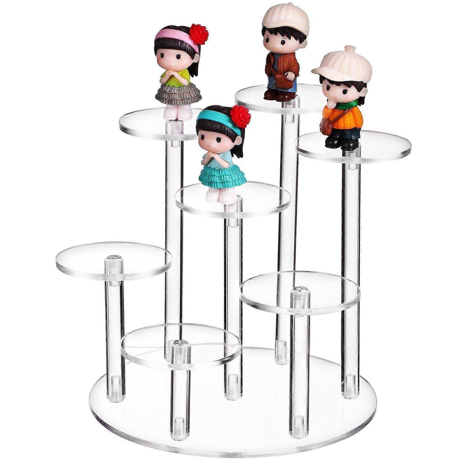 Clear Display Stand Multi Tier Collection Display Rack Pedestal Round Riser Stand