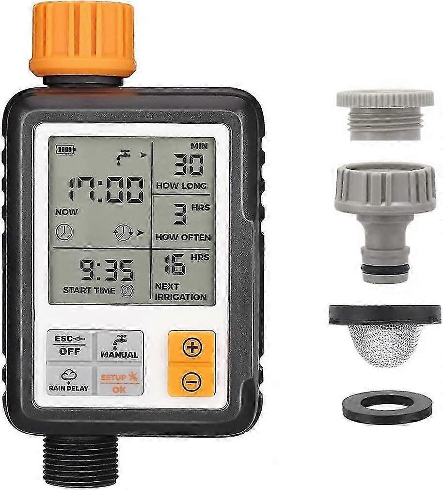 Automatic Watering Timer with 3" LCD Display, Multiple Modes, Custom Duration & Frequency for Garden & Lawn