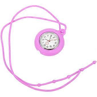 1PC Infirmière Ronde Montre Médicale Silicone Infirmière Poche Suspendue Montre Cadeau Montre (Violet)