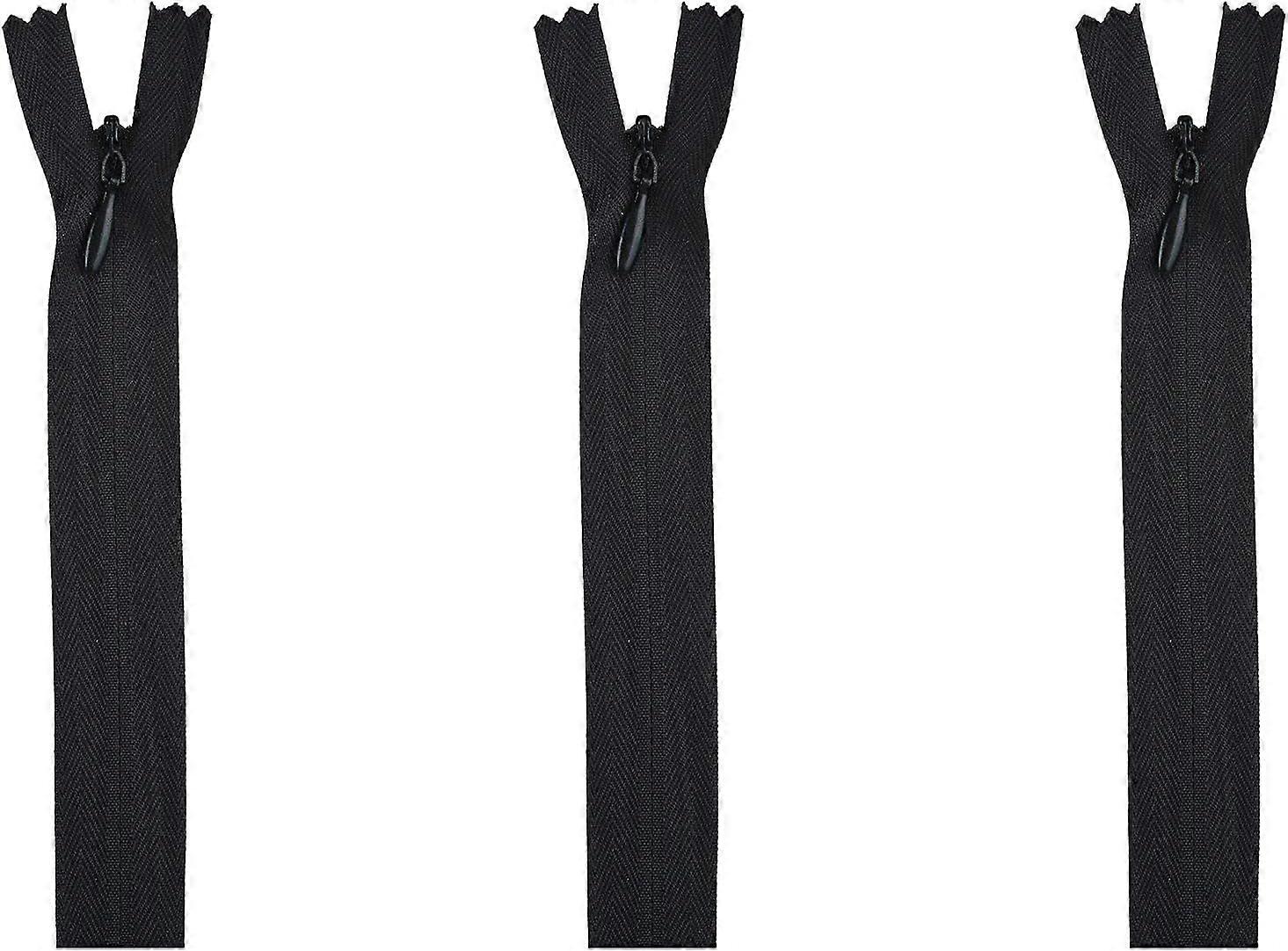 Zíper invisível - Pacote com 3 zíperes de 35,5 cm (14 polegadas) - Preto