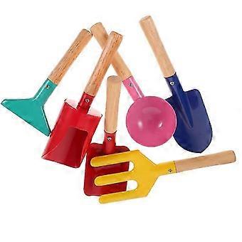 6 peças crianças ferramentas de praia, crianças praia brinquedos de areia, feito de metal com punho de madeira resistente