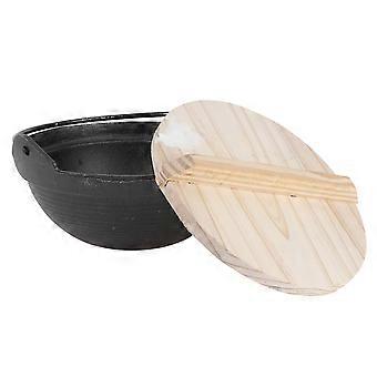 Camping Soup Pot Iron Soup Pot with Wooden Lid for Home Use 2Sets