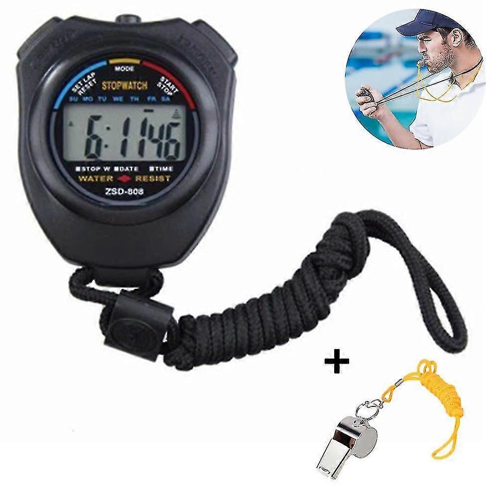 Zsd-808 Stopwatch - Black + Whistle