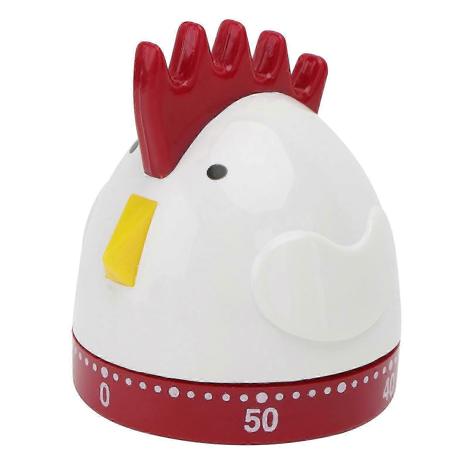 Rooster Kitchen Timer, White Plastic Countdown Timer, No Battery One Button Operation, 6x6x7cm for Home Cooking Baking