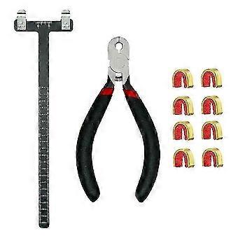 Bogensehnen-Nockpunkt-Set mit T-Winkel-Lineal, Nockschnallenzange und 8-teiligem Nockschnallen-Set, Schwarz 0919 Edition 0512