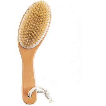 Trockenbürsten-Körperbürste mit ergonomisch geformtem Holzgriff, Peelingbürste mit Naturborsten zur Förderung der Lymphdrainage, bei trockener Haut, zur Porenreinigung und Cellulite-Reinigung