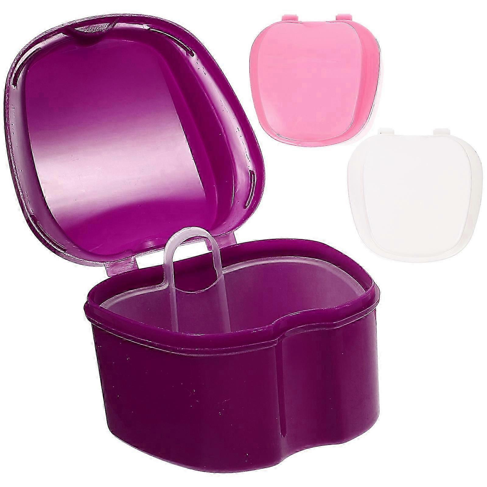 3Pcs Assorted Color Plastic Denture Case | Mouth Storage Box