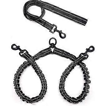 Bungee Dog Leash Splitter/coupler For Multiple Dogs, Stretchable Reflective Double Dog Leash