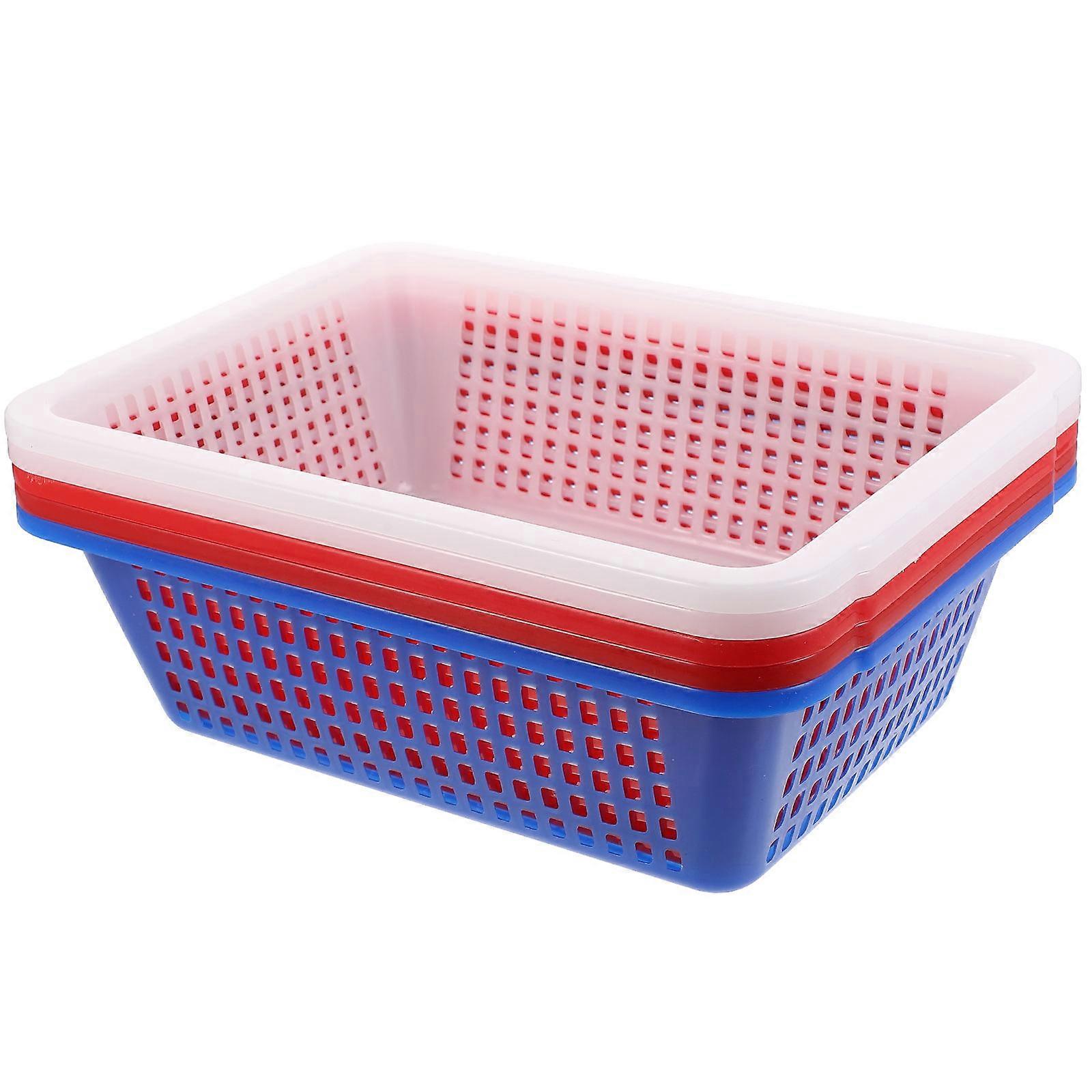 Assorted Color Plastic Storage Baskets for Storage 5Pcs Drain Boxes