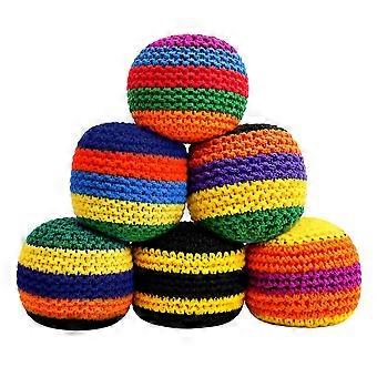 Set of 6 Hand-Woven Crochet Kick Sacks for Kids, Soft Tactile Footbags for Outdoor and Indoor Play