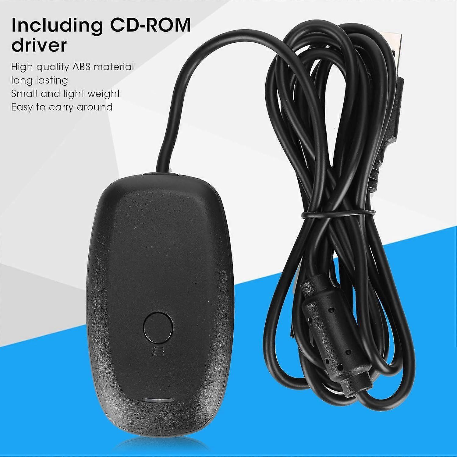 USB Gaming Receiver Adapter Compatible with 360 Controllers for PC, Plug and Play CD Function, ABS Material Black