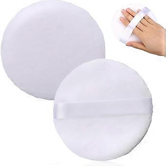 10 cm puderpuff, 2 ultramjuka sammetspuderpuffar, tvättbar rund sminkpuff för ansiktet, stor sminksvamp, sminkborste för kroppen
