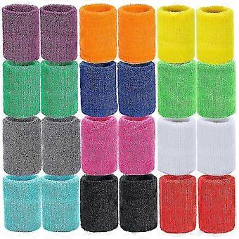 24 Pieces Sweatband Wrist Cotton Sports Wristbands Absorbent Sweatbands For Men UX
