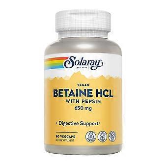 Solaray Vegan Betaine HCL And Pepsin, 650 Mg, 90 Veg Caps (Pack of 1)