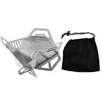 Mini Churrasqueira Portátil de Aço Inoxidável para Camping, Dobrável e de Mesa, Ideal para Acampamentos e Piqueniques (Grande)