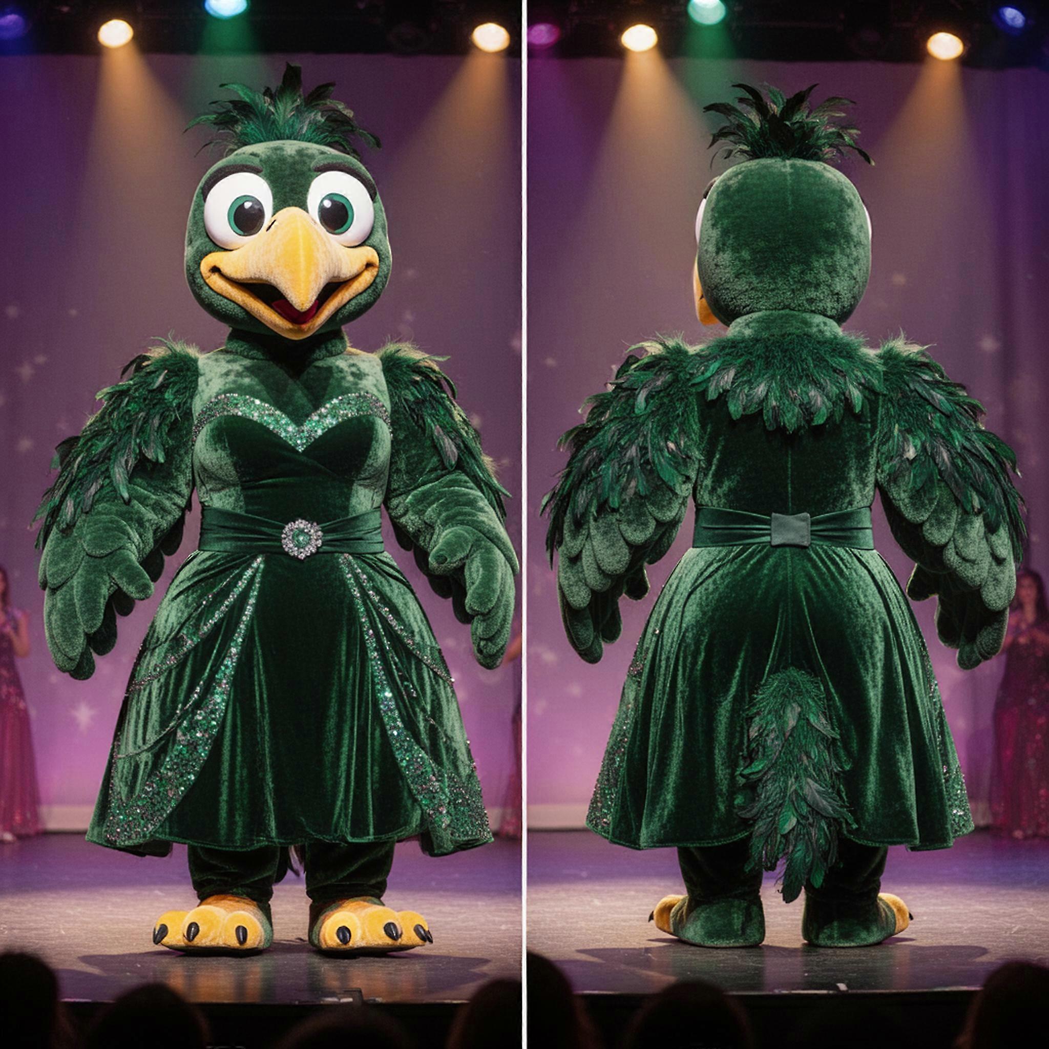 MASTICOT Forest Green Feathered Vulture Mascot