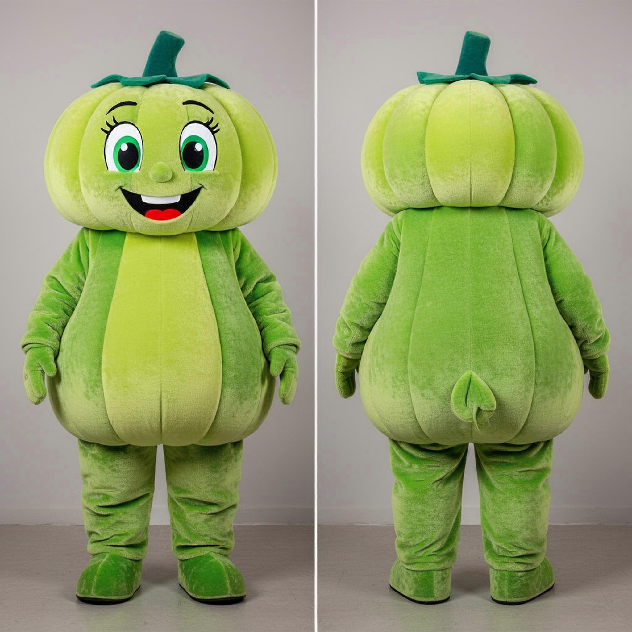 MASTICOT Lime Green Rounded Pumpkin Mascot