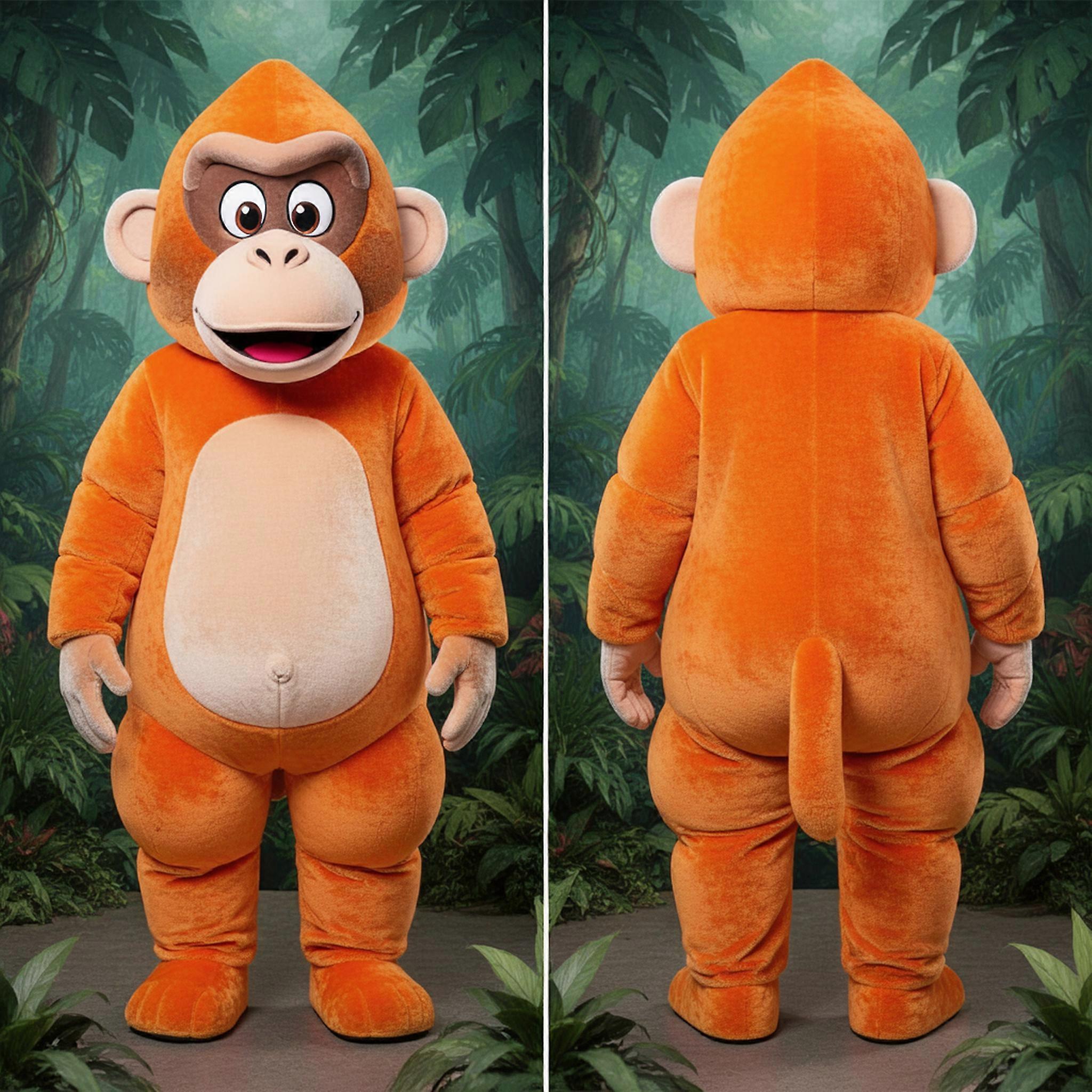 MASTICOT Orange Fluffy Grinning Baboon Mascot