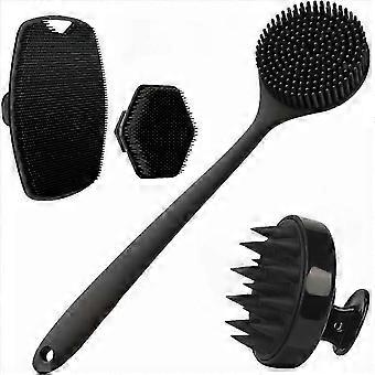 4-teiliges Set Silikon-Körperpeelingbürsten, weiche Peelingbürsten, kompatibel mit Gesicht, sanfte Duschmassage und Hautreinigung, Badezimmeraccessoires