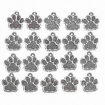 Customize Pet Collars and Identification with 20 Pcs Alloy Paw Shape Pet Collar Pendants & ID Tags