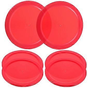 5 Pack Plastic Air Hockey Pucks Replacement Red Table Hockey Pucks for Indoor Family Game Room Play