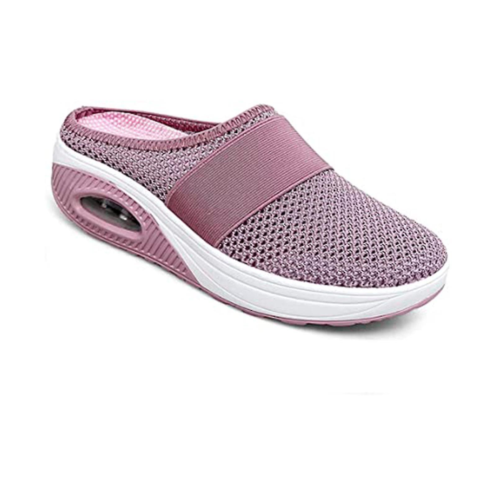 Women's Slip-on Walking Shoes With Air Cushion Shock-proof Mesh Upper Platform