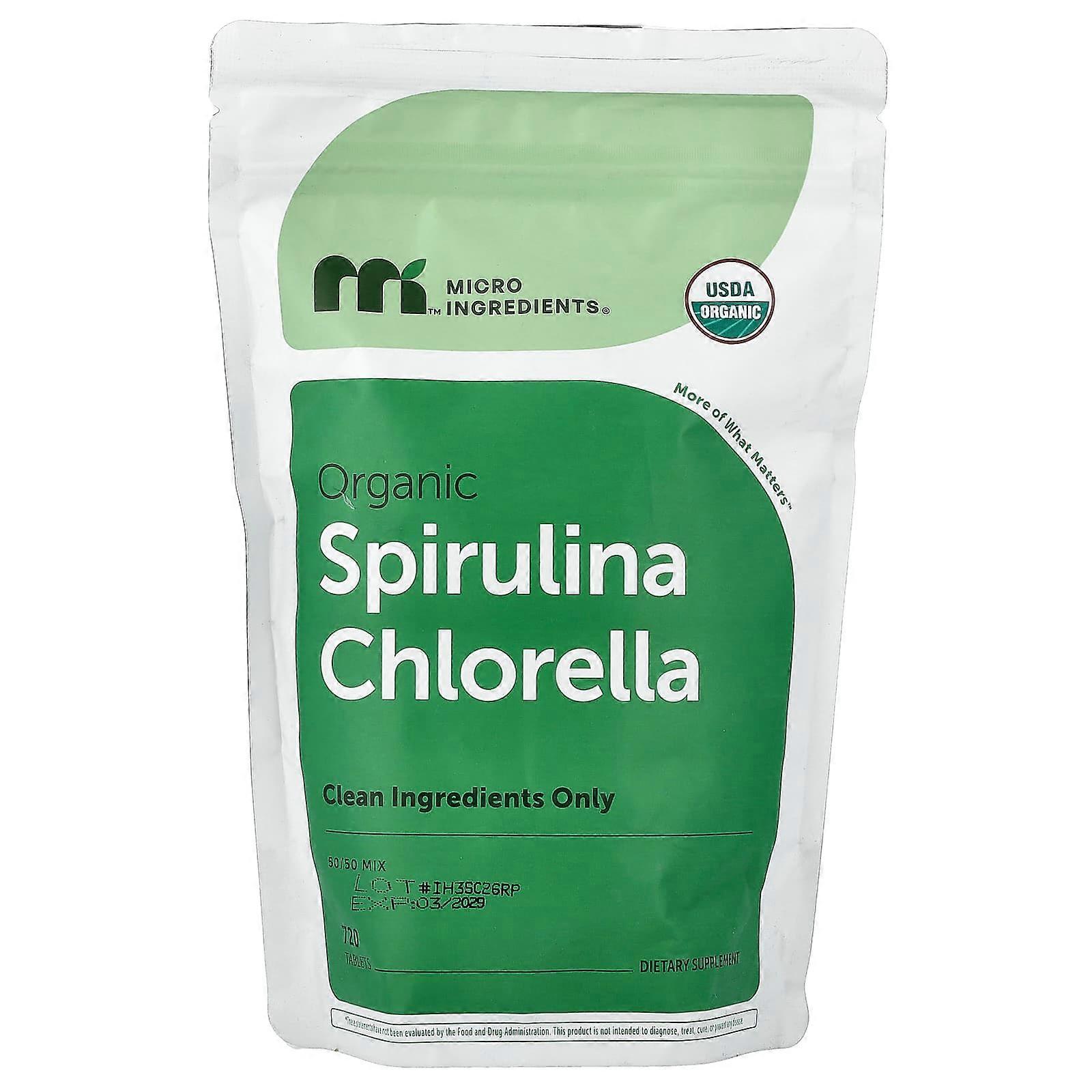 Micro Ingredients, Organic Spirulina Chlorella, 720 Tablets