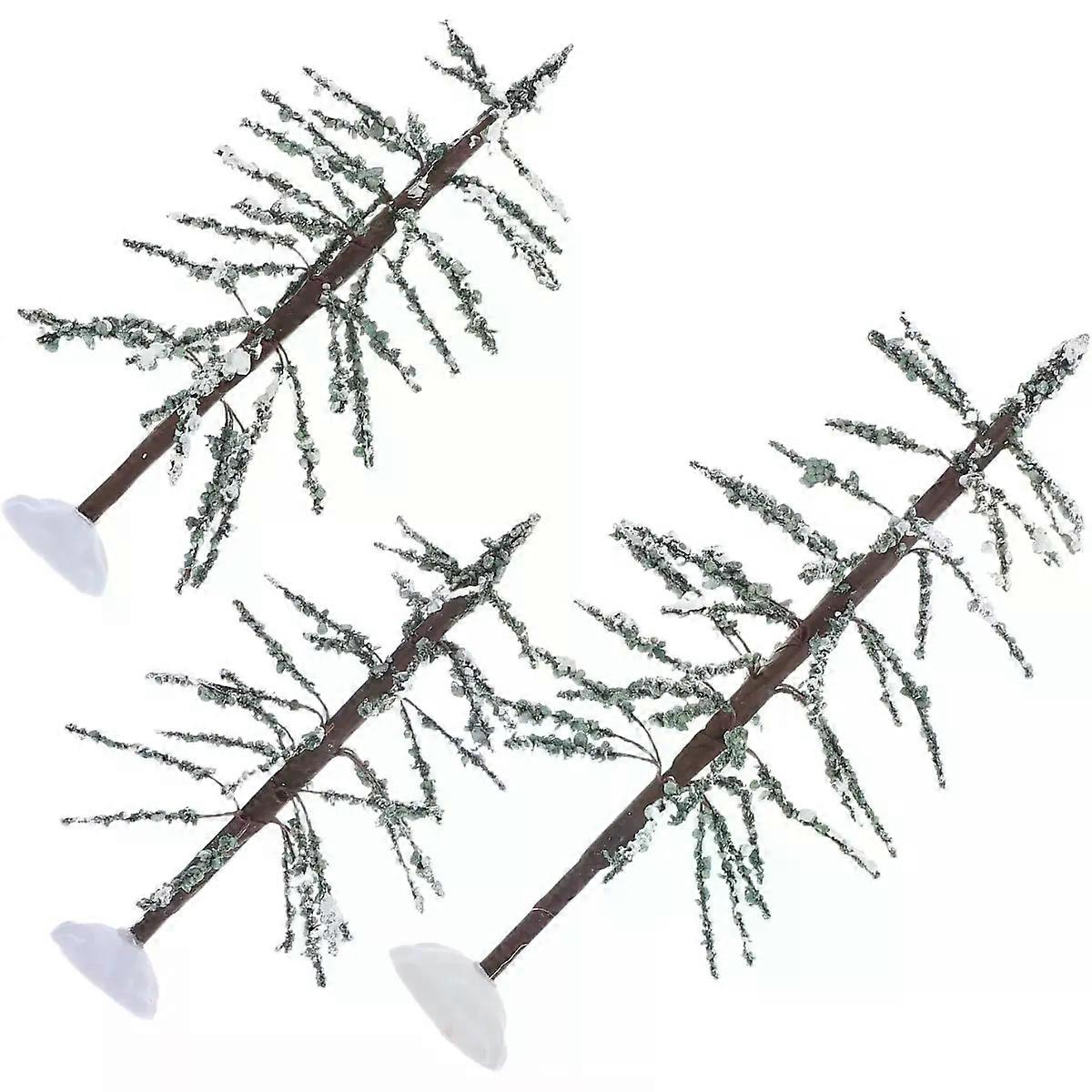 Mini Snowy Christmas Tree Decorations 3Pcs Plastic Tabletop Decor