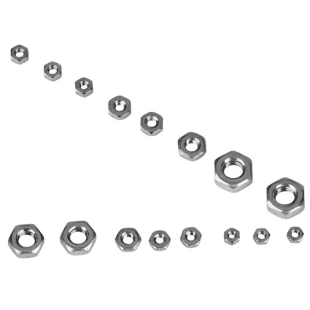 140pcs M1/M1.2/M1.4/M1.6/M2/M2.5/M3 Thread Stainless Steel Hex Hexagonal Nuts