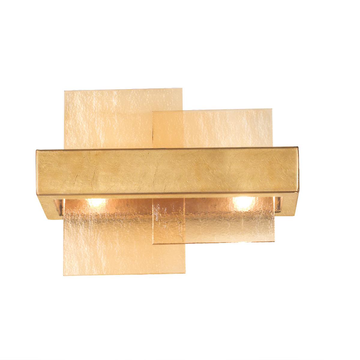Rettangolo Glass Wall Lamp 2 Light Gold Leaf