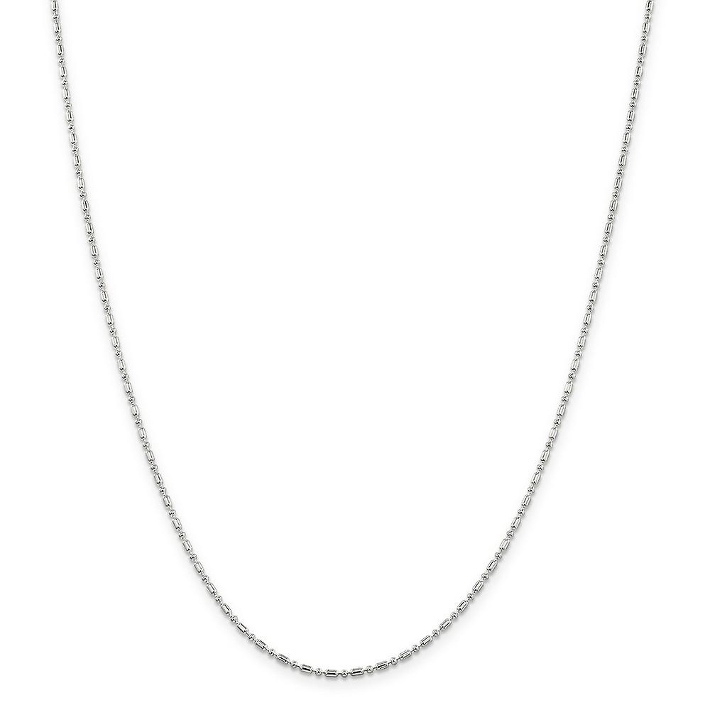 Collier chaîne fantaisie en argent sterling 925, maille perlée de 1,5 mm, pour femmes et hommes - Longueur : 14 à 30