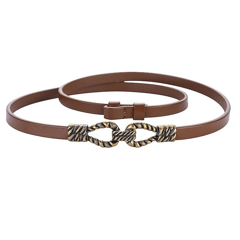 Women's Belts Adjustable Leather Thin Belt Fashionable All-match Decorative Suit A Pair Of Buckles Leather Belt With Dress