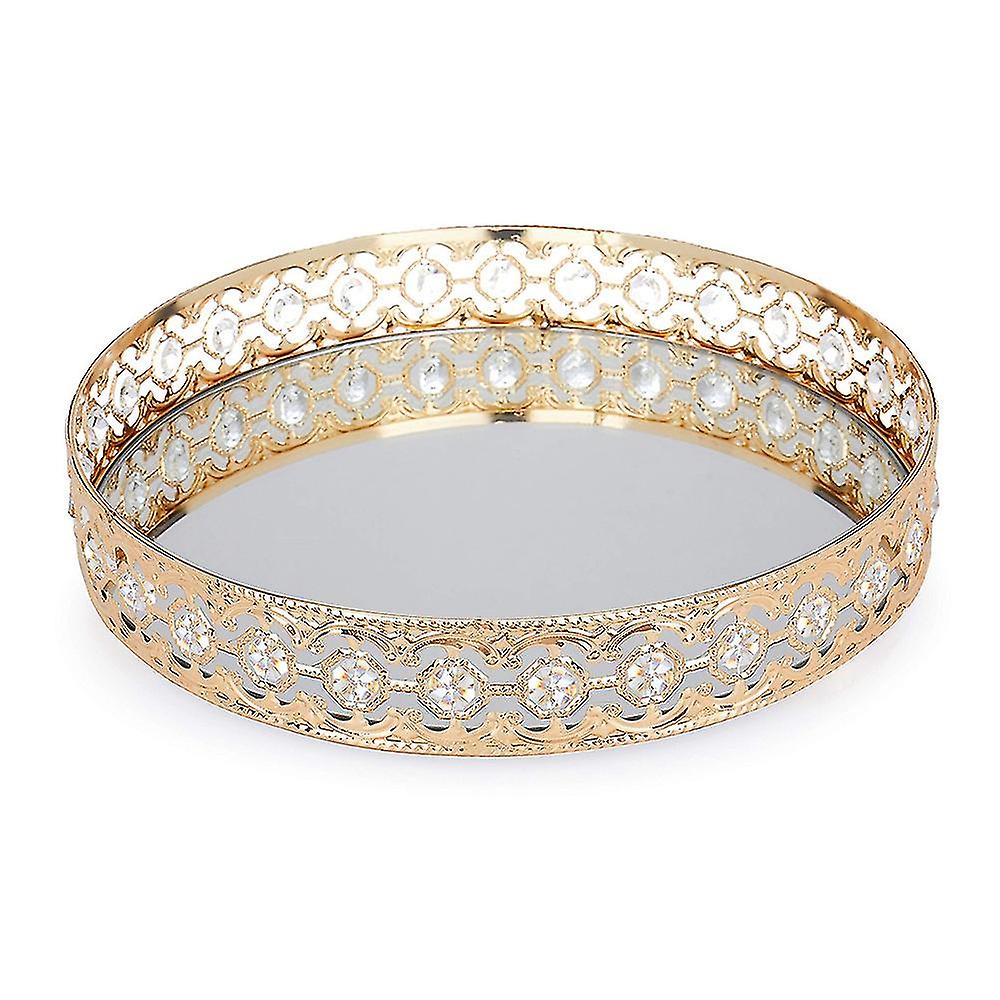 Nordic Vintage hulskåret glas spejlbakke Dessert Frugt Smykker Display Dekorative stativ 23x23