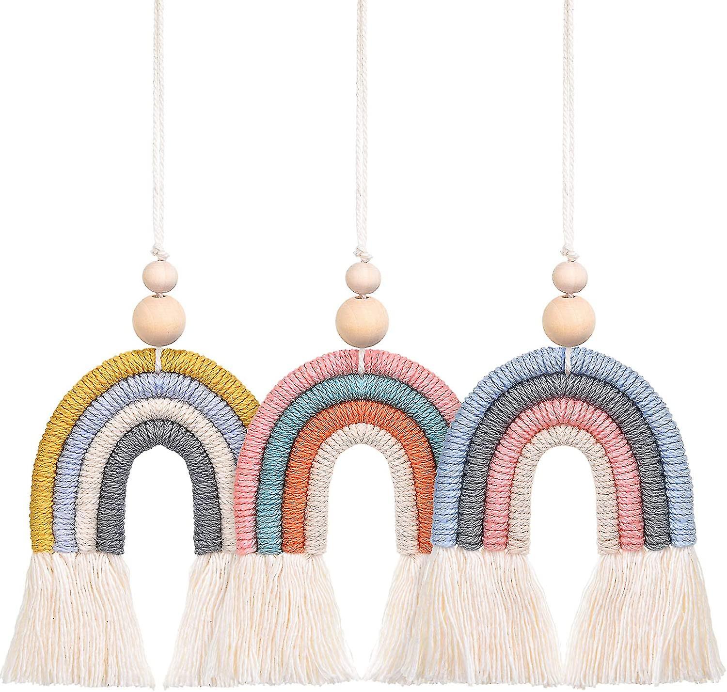 3 Pack Boho Car Charm Macrame Rainbow Car Essential Oil Diffuser